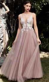 Deep V-neck Long Gown